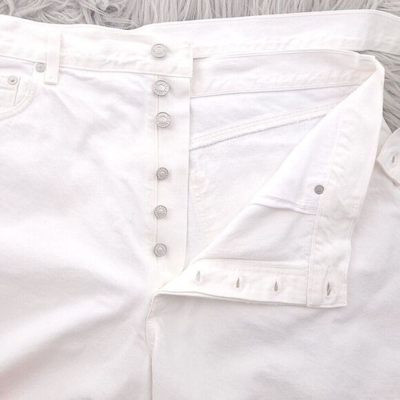 Agolde Broken Waistband Short Solid White Cotton Denim A9105-1183 - Picture 8 of 10